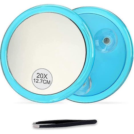 Miroir grossissant rond de 12,7 cm (grossissement x20) avec 3 ventouses, petit miroir de salle de bain, cadeau idéal (1/5)