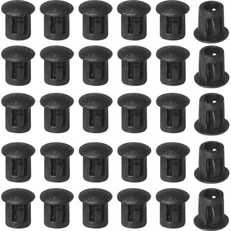 Embouts d'insertion - Embouts de fixation ronds verrouillables - Pour tubes de poteaux de clôture de meubles - 5 mm, 30 unités - Noir (1/5)