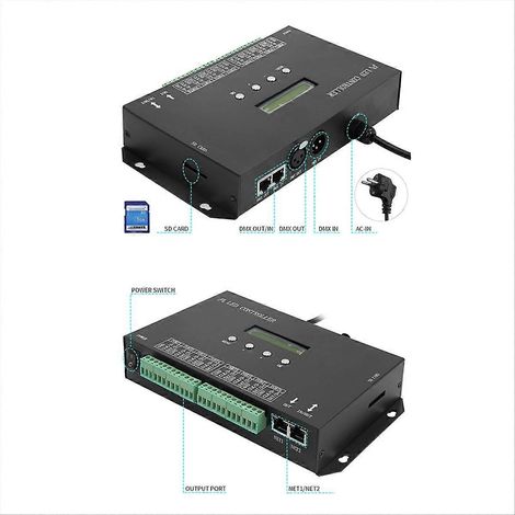 Contrôleur de pixels LED Wi-Fi Artnet vers SPI Compatible avec le logiciel Madrix Synchronisation LAN Carte SD Console DMX512 (1/5)