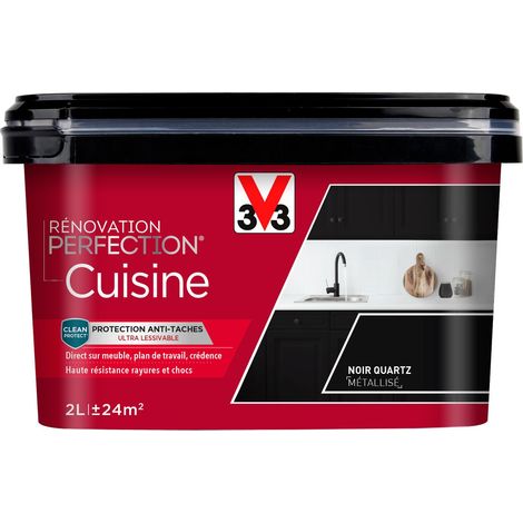 Peinture cuisine Rénovation perfection® V33 Noir quartz métallisé 2L
