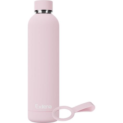 Edelstahl Thermosflasche 1L mit Silikongriff, 24h Kühl-/12h Warmhaltefunktion, auslaufsicher, Rosa