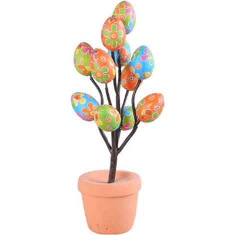 Künstlicher Osterbaum als Topfpflanze für eine fröhliche Osterparty zu Hause mit bunten Schaumstoffeiern (1/5)