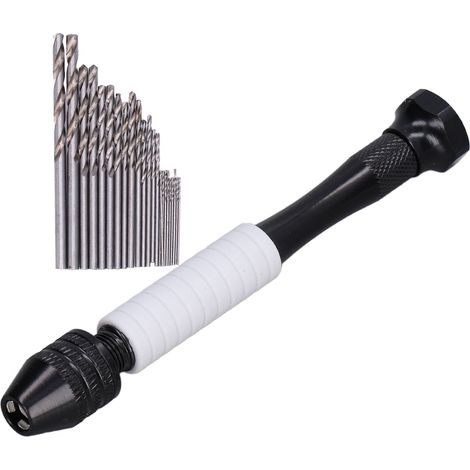 4-Zoll-Handbohrmaschine, Mini-Spiralbohrer mit Spannvorrichtung und 25 HSS-Bohrern (1/5)