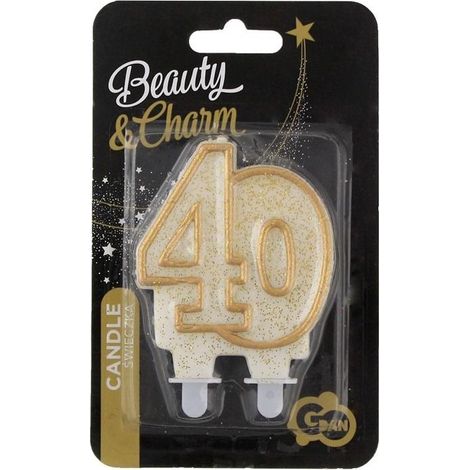 Vela de cumpleaños número 40, contorno dorado
