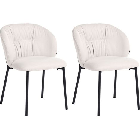 Lot de 2 Chaises de Salle à Manger Moderne Assise en Tissu Pieds en Métal Blanc Mesa (1/5)