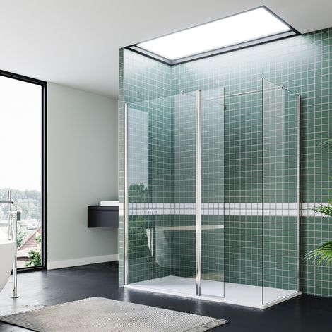 ELEGANT Walk in Shower Enclosure 1000mm Shower Door with 300mm Flipper Panel 800mm Side Panel Shower Screen 1600x800mm Anti Slip Tray and Waste Trap (1/5)