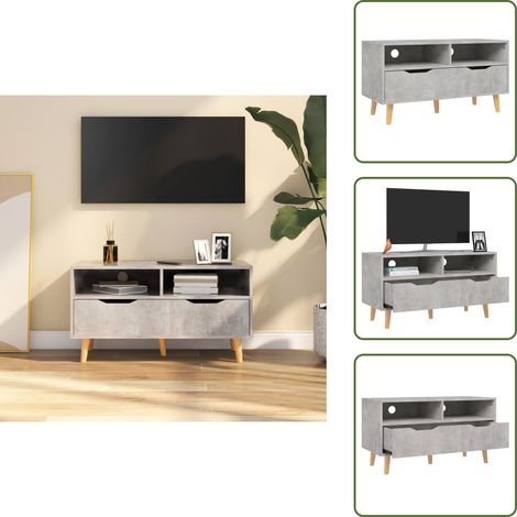 Mobile per TV - vidaXL Mobile Porta TV Grigio Cemento 90x40x48,5 cm Legno Multistrato - Mobile da parete