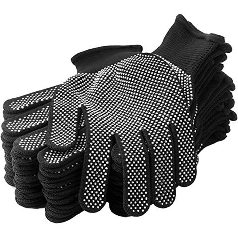 24 pièces gants de travail anti-dérapants tricotés extensibles gants en tissu minces doublures de gants humides, noir (1/5)