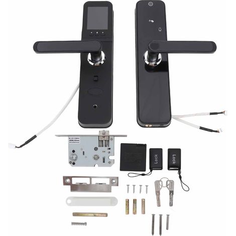 Serrure connectée vidéo reconnaissance faciale Wifi écran tactile empreinte digitale code carte Tuya noire (1/5)