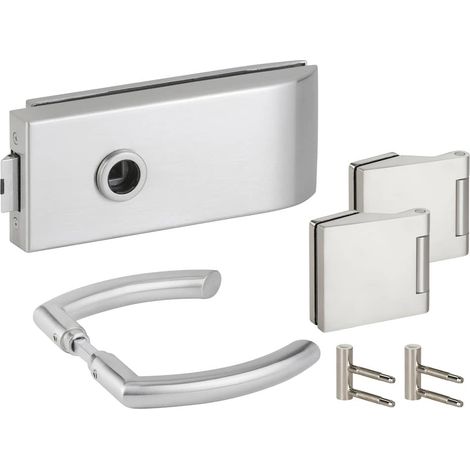 HERMAT Ganzglastürschloss-Set BARI 6141/6325/1804/HZ, Edelstahl (1/2)