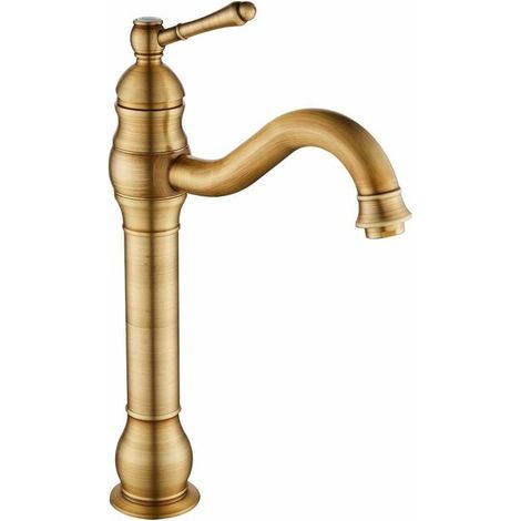 Robinet Haut Lavabo - 360° Pivotant - Mitigeur Poignée Unique - Embout Laiton - Eau Chaude Froide - Vintage