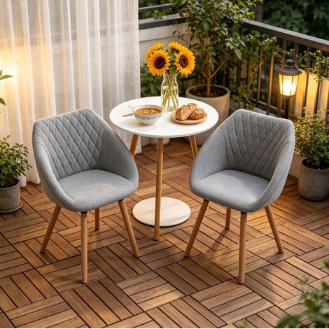 2er-Set Esszimmerstühle aus grauem Leinen und Holz 60 x 56 x 79 cm HAVRYA (1/5)
