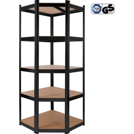 AREBOS Eckregal Schwerlastregal 180 x 70 x 70 cm 875 kg Kellerregal Steckregal Schwarz (1/5)