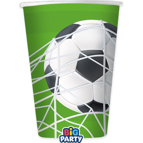 Big Party Bicchieri Carta Football 250 Cc Cf 6 Pz Verde Bianco Nero