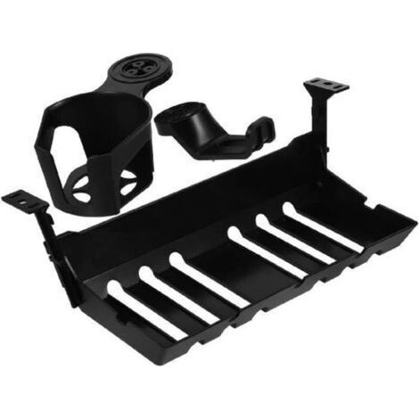 Accessoires pour tables, bureaux, tables d'ordinateur et tables de jeu à hauteur réglable électriquement : boîte de gestion des câbles, support pour casque, porte-gobelet, ensemble de 3 pièces, noir (1/5)