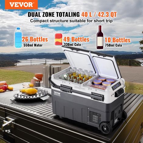 Réfrigérateur Portable à Compression 40 L, Mini Frigo de Voiture 12 V, Glacière à Double Zone, Température Réglable -20 °C à 20 °C, Congélateur Portable avec Roues pour Camion Bateau Camping (1/5)
