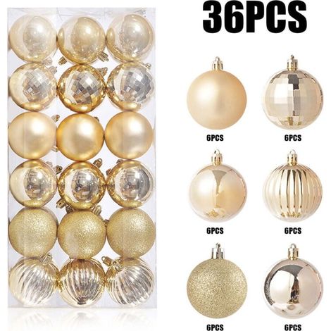 Pisexur Set mit 36 unzerbrechlichen Weihnachtskugeln für Weihnachtsbaum, Hochzeit, Feiertage und Weihnachtsdekoration (1/4)