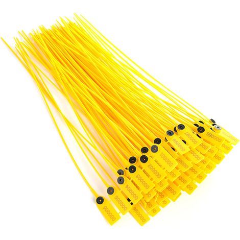 100 pièces Sceau de Sécurité Plastique pour Camion de Transport 40cm, Attaches Câbles Étiquetées Numérotées Jaunes (1/5)