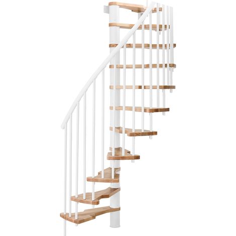Minka Spindeltreppe Metallica Smart 38 - 305,5cm Geschosshöhe Buche Weiß
