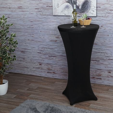 Housse de table de bar HWC-J30, housse de table, stretch Ø 60cm  noir