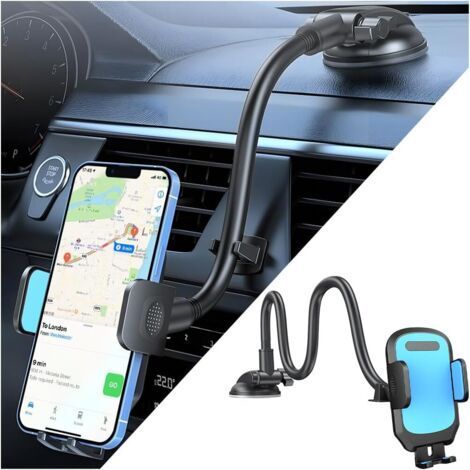 Support De Téléphone Portable pour Voiture avec Ventouse, Support Téléphone pour Tableau De Bord Et Pare-Brise Voiture, Support Téléphone Portable Flexible en Col Cygne pour Voiture(Bleu) (1/5)