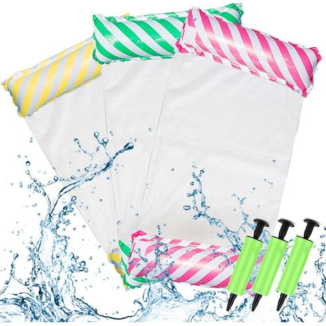 Aufblasbare Hängematte – Schwimmstuhl für Pool – Wasserliege – Für den Außenbereich geeignet: Strand, Pool, See – 3-teilig (1/5)