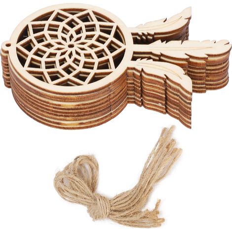 Objets artisanaux en bois, ornements en bois naturel, pendentifs attrape-rêves à pompons créatifs et tendance de style européen et américain, décorations pour salons de thé au lait, etc. (1/5)