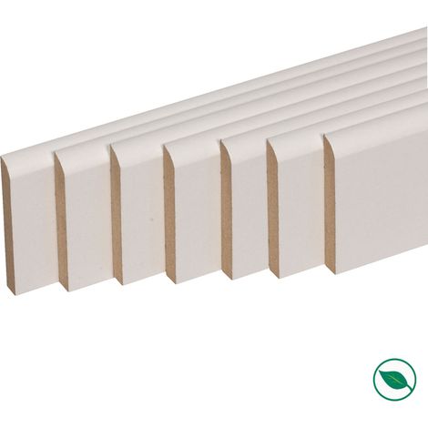 Forestea – Lot de 7 plinthes MDF bord arrondi revêtues blanc 2200 x 120 x 12 mm – Label PEFC 70% – Pour finitions impeccables (1/2)