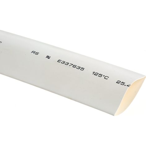 Gaine thermorétractable RS PRO, Dia. 25.4mm Blanc rétreint 2:1, 3m ( Prix pour Bobine de 3 Mètres ) (1/2)