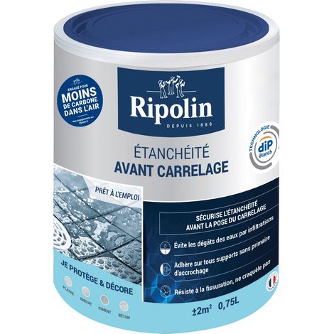 Ripolin – Revêtement d'étanchéité avant carrelage – Mat – 0,75L – Barrière étanche pour supports variés – Application facile