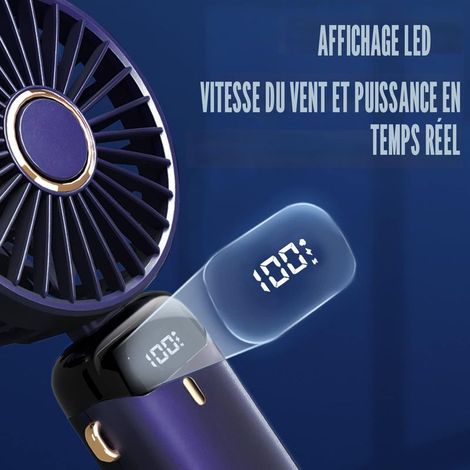 Tragbarer, per USB aufladbarer Ventilator mit 5 Geschwindigkeitsstufen, Mini-Falt-Tischventilator mit LED-Anzeige für Zuhause, Büro, Schlafzimmer, Reisen im Freien (Dunkelblau) (1/5)