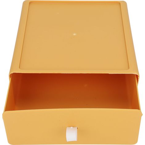 Boîte de rangement tiroir empilable, grande capacité, sans odeur, multifonctionnelle pour bureau, avec poignée, jaune (1/5)