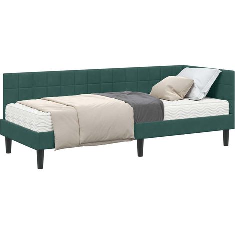 Maison Exclusive - Struttura Letto Angolare con Materasso 2 pcs Verde Velluto (1/5)