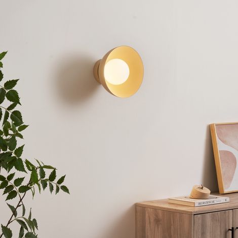 Wandleuchte oder Spot aus beigem Metall und weißem Glas 20 cm - Senka (1/5)