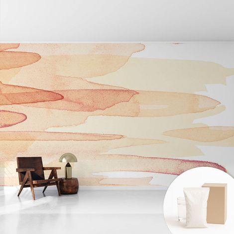Newroom Tapete Dekorative Vliestapete mit Kleber Modern für Wohnzimmer Schlafzimmer Pastellfarbene Pinselstriche 416x254 cm (1/5)