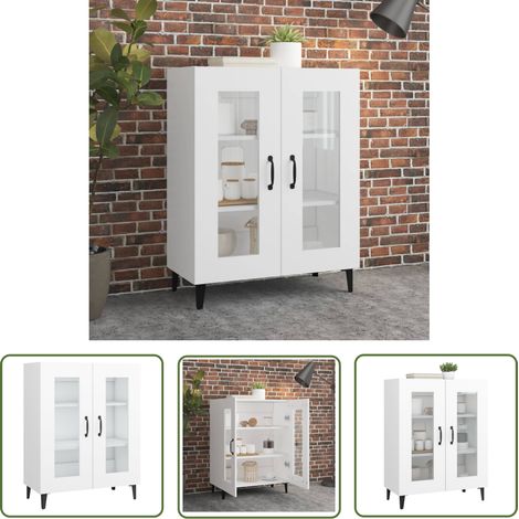 The Living Store Buffet blanc 69,5x34x90 cm bois d'ingénierie - Buffet - Armoire - Placard - Meuble De Rangement - Meuble TV (1/5)