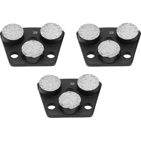 Set mit 3 trapezförmigen Diamantschleifschuhen für Beton, aggressives Schneiden mit 3 zylindrischen Zähnen, Schwarz, Körnung 30 (1/5)