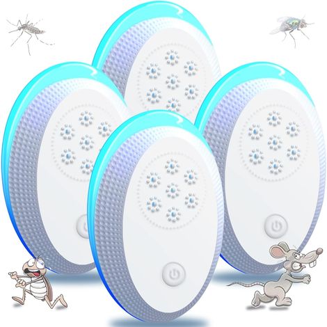 Ultrasonic Mosquito Repellent Plug, Ultrasonic Mouse Fly 4 Packs, Effective Mouse Repellent Device for Repelling Rats, Spiders, Mosquitoes, Mice, Cockroaches Bla (1/5)