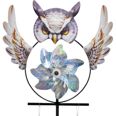 Eulentreiber-Vogel-Windmühlen-Bodenschaukel, Garten-Terrassen-Eisenhandwerk, Bodenstecker-Dekor für den Außenbereich