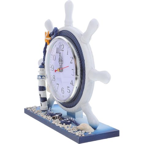 Horloge Silencieuse de Style Nautique en Résine Forme Phare Décoration de Bureau Artistique pour Salon et Espace de Travail (1/5)