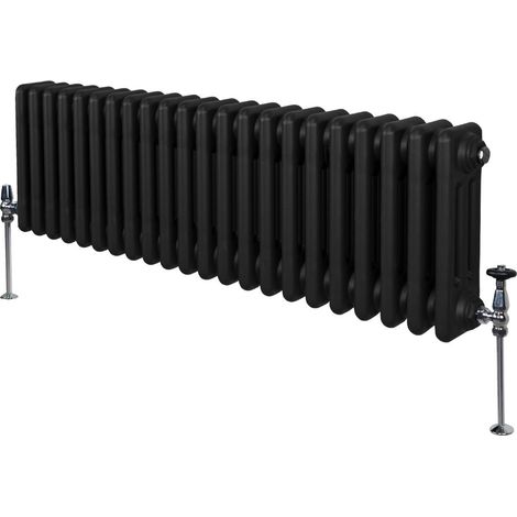 Traditioneller 3-Spalten-Heizkörper Zentralheizung Horizontal Schwarz 300x1012mm
