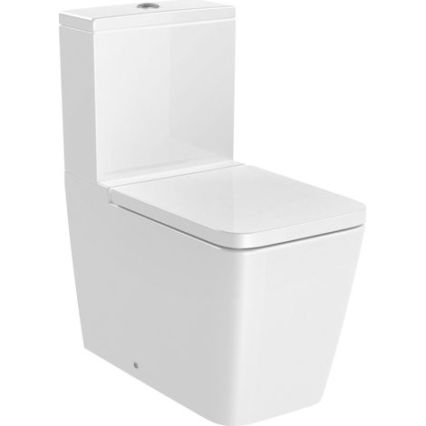 Inodoro completo taza Rimless® de salida dual con cisterna de alimentación inferior y asiento de caída amortiguada SQUARE - ROCA