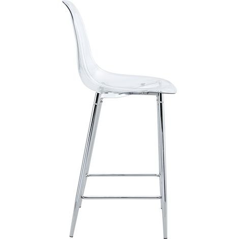 Tabourets de bar transparents design moderne, lot pratique pour cuisine, îlot ou bar, structure métal argenté avec repose-pieds, CHICFURN (1/5)