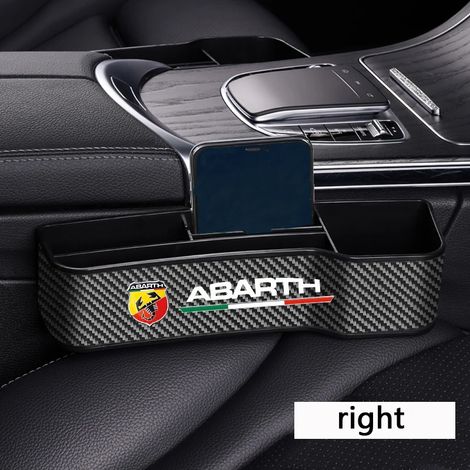 (à droite) Organisateur de siège en fibre de carbone avec porte-gobelet et chargeur sans fil pour Fiat Abarth 595, 500 et 124 Spider (1/5)