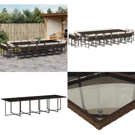 Ensemble à manger de jardin et coussins 17 pcs marron rotin - Salon De Jardin - Meuble De Jardin - Set De Salon De Jardin - Mobilier De Jardin - Table De Jardin - Home & Living (1/5)