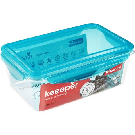 Caja para alimentos frescos, 22,5 x 13,5 x 8,2 cm, 1,35 l, Tino Tritan, Azul