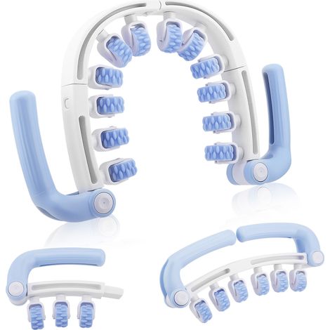 Appareil de massage anti-cellulite, soulage les douleurs et tensions musculaires, rouleaux de massage à 360° pour les jambes, amovibles, convient pour les cuisses, les fesses et les bras (bleu) (1/5)