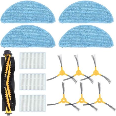 Pièces de rechange pour aspirateur Proscenic 800T 820S : brosse principale, 4 lingettes, 3 filtres HEPA, 6 brosses latérales (1/4)