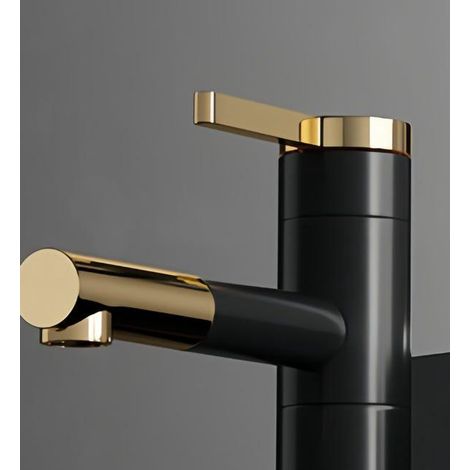 Robinet mitigeur de lavabo pivotant à 360 degrés, robinet de salle de bain, finition chromée blanche, mitigeur monocommande à montage sur plage (1/4)