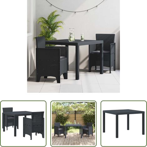vidaXL Repas en extérieur - Ensemble de salle à manger pour jardin 3 pcs Anthracite (1/5)